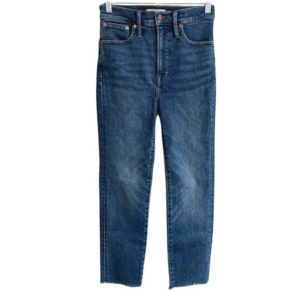 Madewell Denim - Madewell THE PERFECT VINTAGE JEANS Women’s Size 26 Medium Blue Denim Raw Hem